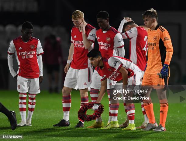 Salah Oulad M'hand of Arsenal with a Rememberance Reef in honour of Rememberance Day the Premier League Cup match between Arsenal U23 and West...