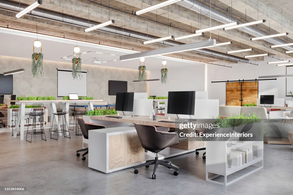 Modern open plan office space interior