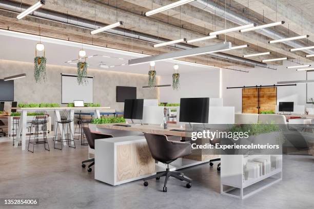 modern open plan office space interior - ren bildbanksfoton och bilder