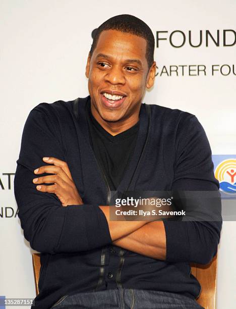 Jay-Z attends the United Way Of New York & Shawn Carter Scholarship Foundation Press Conference at Carnegie Hall on December 8, 2011 in New York City.