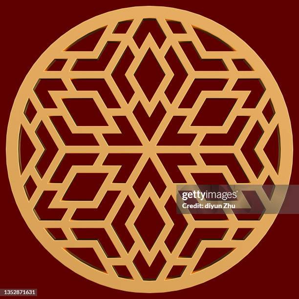 3d render window tracery - chinese window pattern stockfoto's en -beelden