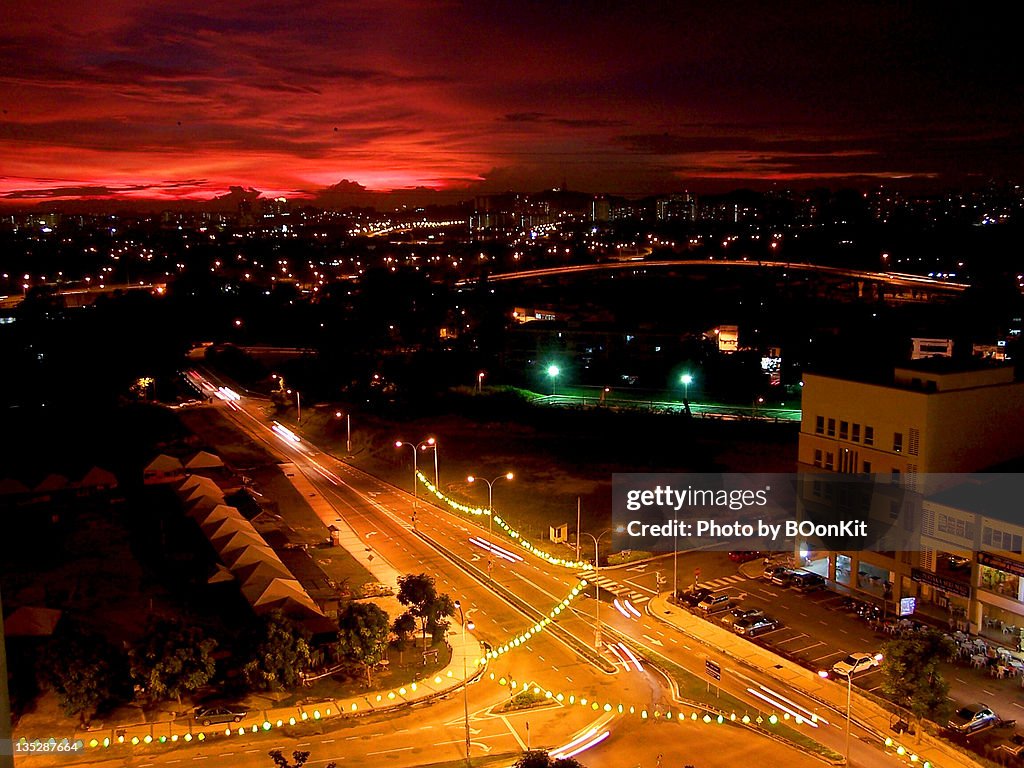 Sunset over city of Kuala Lumpur