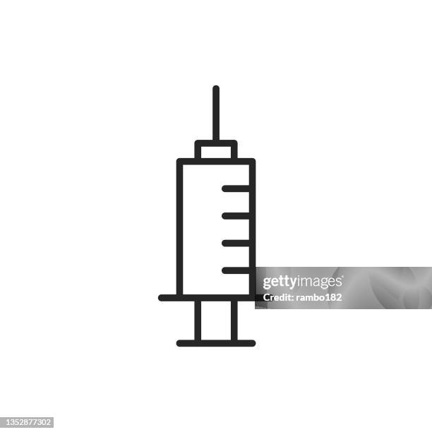 syringe line vector icon. editable stroke. pixel perfect. for mobile and web. - side effect icon vector stock illustrations