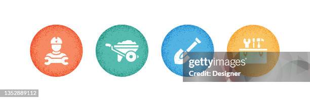 construction industry related icons. vector symbol illustration. - electrical contractor working stock illustrations
