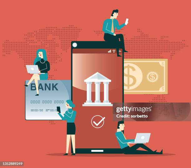 online money - mobile payment stock illustrations