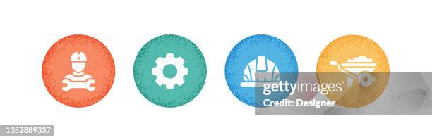 construction industry related icons. vector symbol illustration. - electrical contractor working stock illustrations