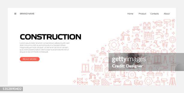construction industry related modern line style vector illustration - electrical contractor stock illustrations