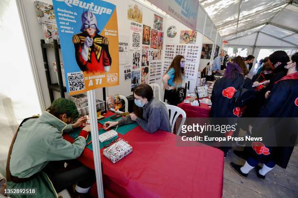 Stand of activities at the XIII Salon del Manga, at the Auditorio Victor Villegas de Murcia, on 12 November, 2021 in Murcia, Region of Murcia, Spain....