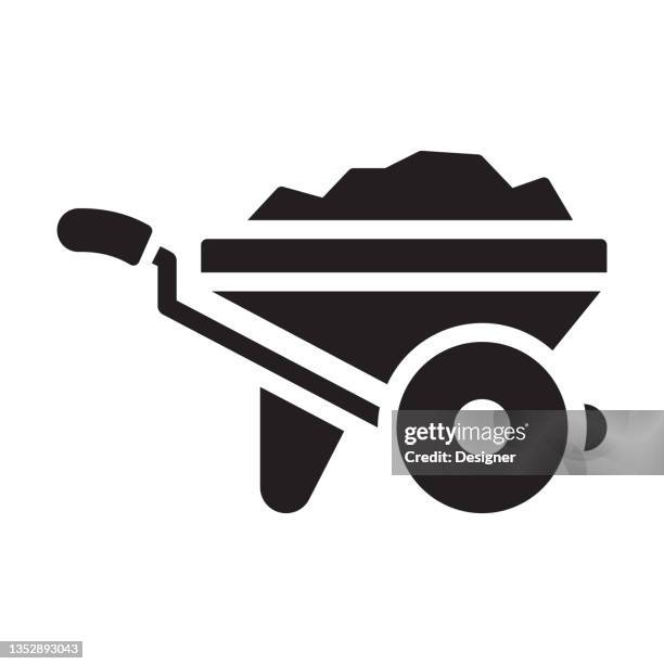 wheelbarrow icon, vector symbol illustration. - electrical contractor working stock illustrations