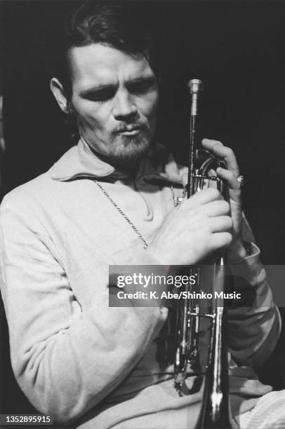 Chet Baker holds trumpet at Half Note, At Half Note, New York, United States, 2 November 1973.