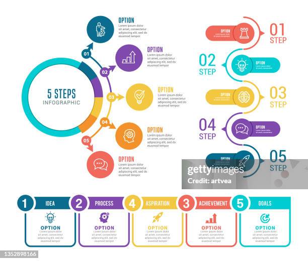 ilustrações, clipart, desenhos animados e ícones de elementos infográficos - horizontal