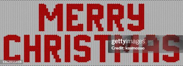 merry christmas inscription knitted on a white background red yarn - cosy background stock illustrations