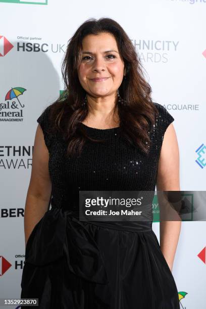 Nina Wadia attends the Ethnicity Awards 2021 at Marriott Grosvenor Square on November 12, 2021 in London, England.