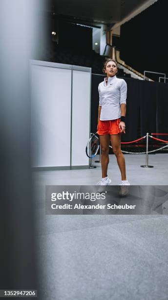 Jaqueline Cristian of Romania is seen prior to the WTA Upper Austria Ladies Linz final on November 12, 2021 in Linz, Austria.