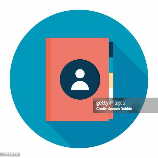 illustrazioni stock, clip art, cartoni animati e icone di tendenza di icona flat del telefono e della rubrica - elenco telefonico