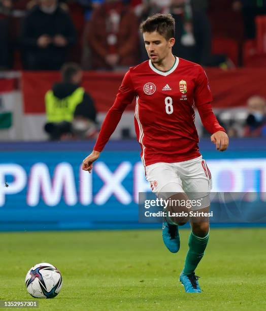 Adam Nagy of Hungary controls the ball during the FIFA World Cup 2022 Qatar qualifying match between Hungary and San Marino at Puskas Arena on...