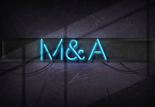 Mergers and Acquisitions message in neon lights style