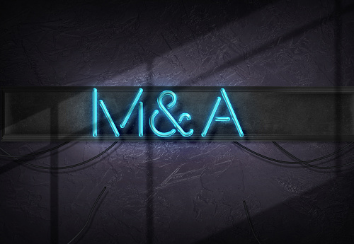 Mergers and Acquisitions message in neon lights style