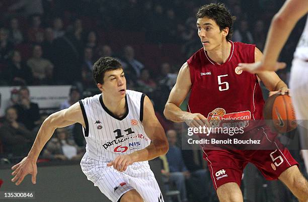 Jiri Welsch, #5 of Belgacom Spirou Basket in action during the 2011-2012 Turkish Airlines Euroleague Regular Season Game Day 8 between Belgacom...