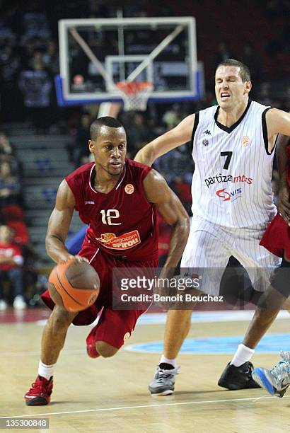 Demond Mallet, #12 of Belgacom Spirou Basket in action during the 2011-2012 Turkish Airlines Euroleague Regular Season Game Day 8 between Belgacom...