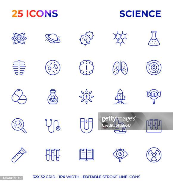 science editable stroke line icon series - virus mutation stock illustrations