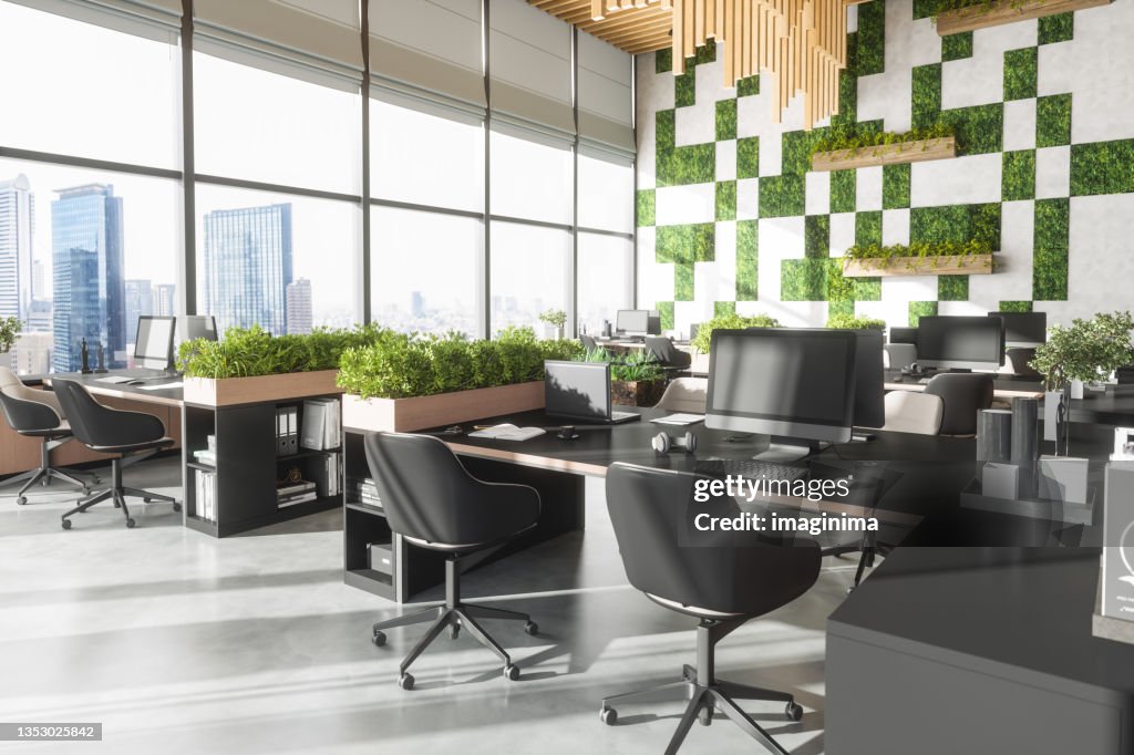 Modern Green Office Interior High-Res Stock Photo - Getty Images