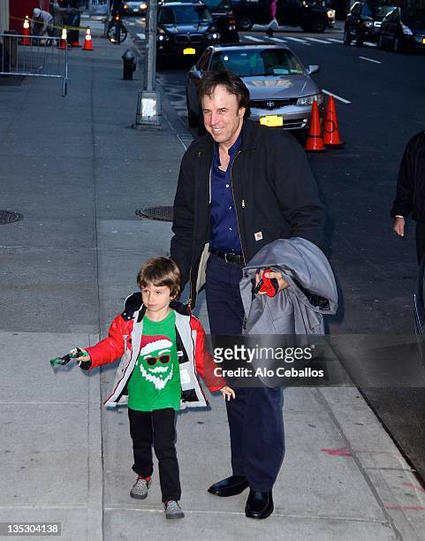 Gable Ness Nealon and Kevin Nealon visit "Late Show With David Letterman" at the Ed Sullivan Theater on December 8, 2011 in New York City.