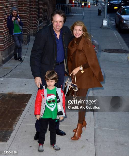 Kevin Nealon, son Gable Ness Nealon and Susan Yeagley visit "Late Show With David Letterman" at the Ed Sullivan Theater on December 8, 2011 in New...