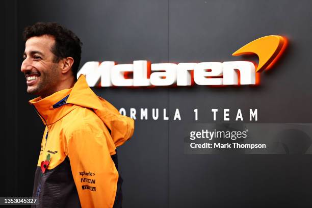 Daniel Ricciardo of Australia and McLaren F1 looks on in the Paddock before practice ahead of the F1 Grand Prix of Brazil at Autodromo Jose Carlos...