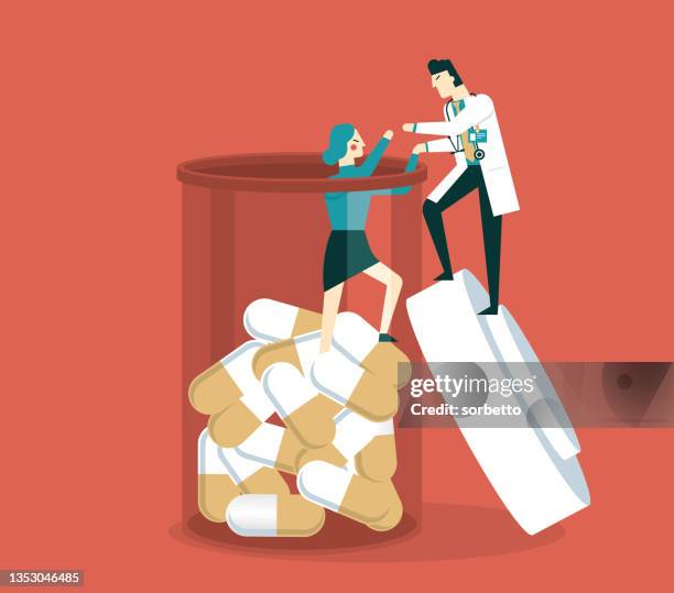 addiction treatment - businesswoman - addiction stock illustrations