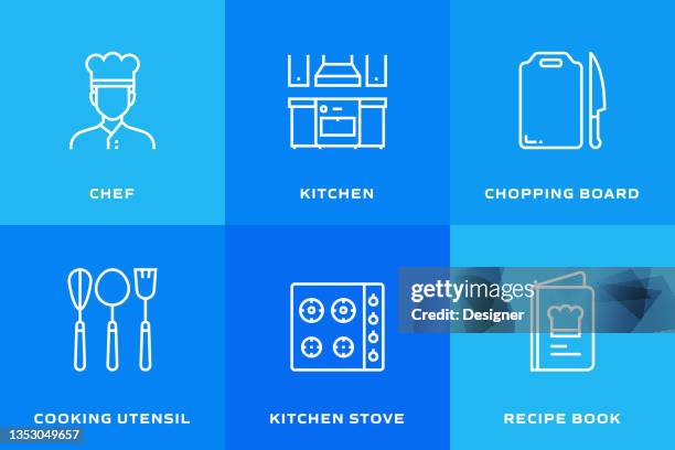 cooking related line icons. vector symbol illustration. - making broth stock illustrations