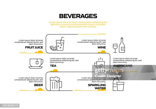 beverages related process infographic template. process timeline chart. workflow layout with linear icons - drinking gin stock illustrations
