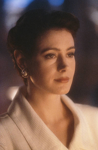 American actress Sean Young as Stacy Mansdorf in the film 'Blue Ice', 1992.