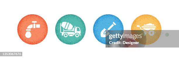 construction industry related icons. vector symbol illustration. - electrical contractor working stock illustrations