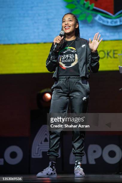 Amanda Seales during her game show at The Apollo Theater on November 12, 2021 in New York City.