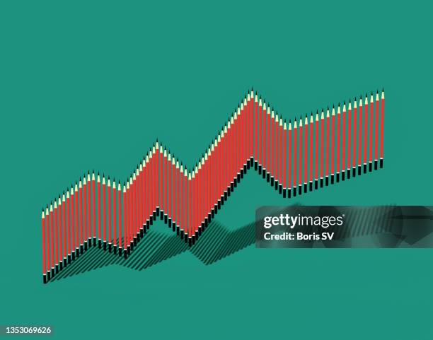 stock market chart made from pencils - pencil drawing stock pictures, royalty-free photos & images