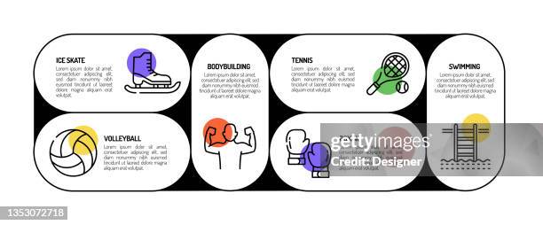 sport related process infographic template. process timeline chart. workflow layout with linear icons - archery competition stock illustrations