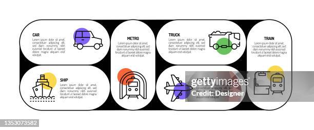 vehicles and transport related process infographic template. process timeline chart. workflow layout with linear icons - tractor driver stock illustrations