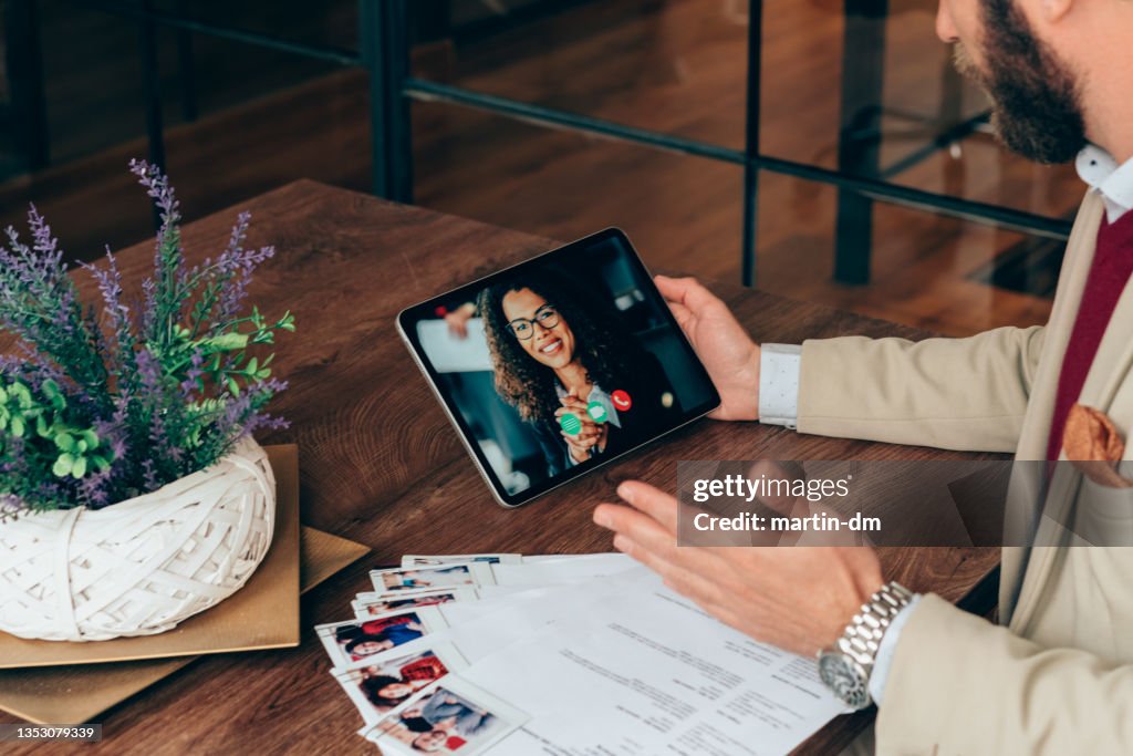 Human Resources manager recruiting on video call, COVID-19 pandemic