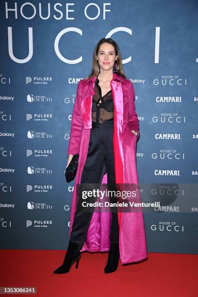 Ludovica Sauer attends the photocall of the Italian premiere of the movie "House Of Gucci" at The Space Cinema Odeon on November 13, 2021 in Milan,...
