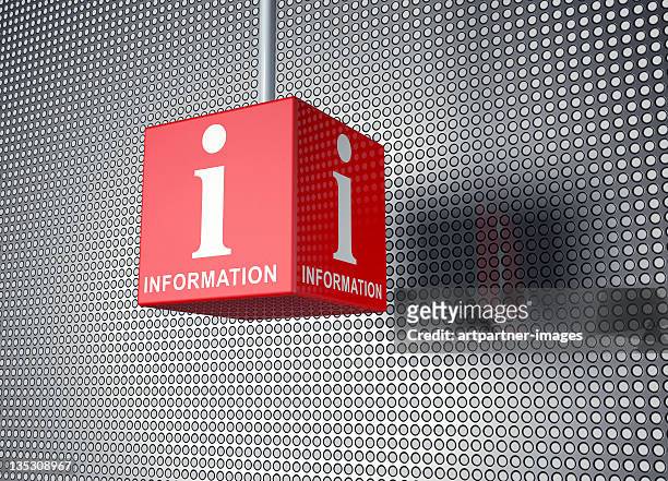 red cube with the word information - information sign foto e immagini stock