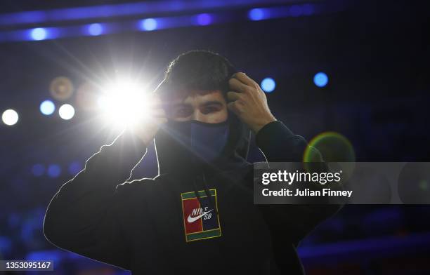 Carlos Alcaraz of Spain arrives for his final match against Sebastian Korda of USA during Day Five of the Next Gen ATP Finals at Palalido Stadium on...