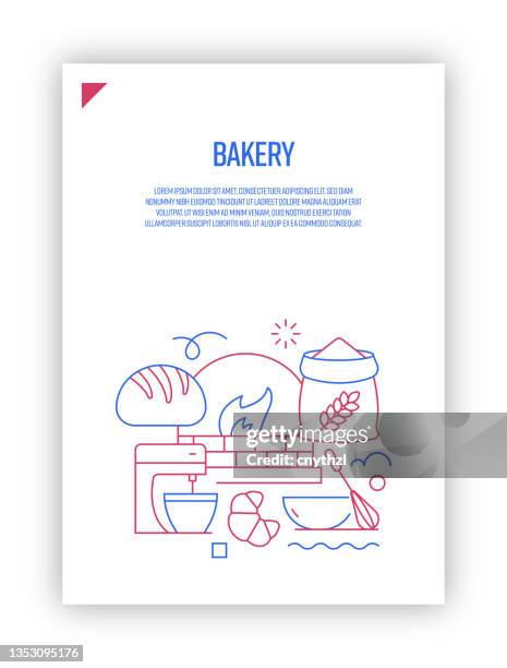 vector set of illustration bakery concept. line art style background design for web page, banner, poster, print etc. vector illustration. - artisan bread stock illustrations