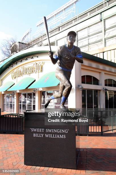 Statue of former Chicago Cubs baseball player Billy Williams sits outside Wrigley Field, home of the Chicago Cubs, in Chicago, Illinois on DECEMBER...