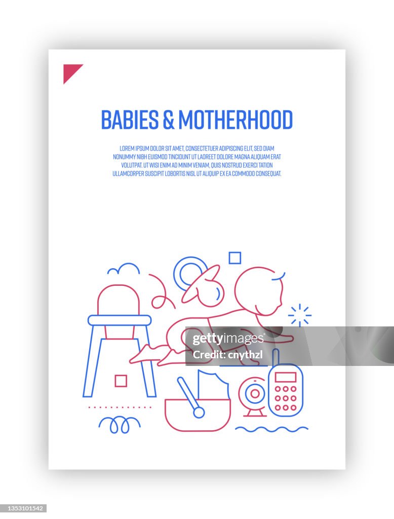 Vector Set of Illustration Babies and Motherhood Concept. Line Art Style Background Design for Web Page, Banner, Poster, Print etc. Vector Illustration.
