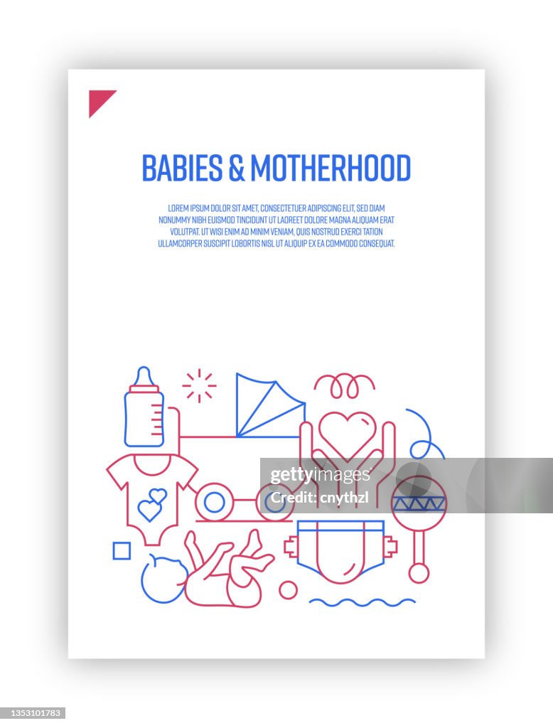 Vector Set of Illustration Babies and Motherhood Concept. Line Art Style Background Design for Web Page, Banner, Poster, Print etc. Vector Illustration.
