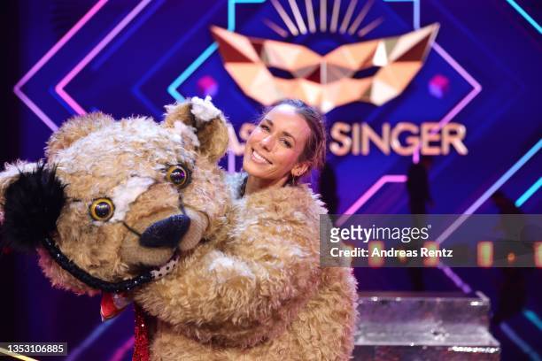 Annemarie Carpendale seen on stage during the 5th show of the 5th season of "The Masked Singer" at MMC Studios on November 13, 2021 in Cologne,...