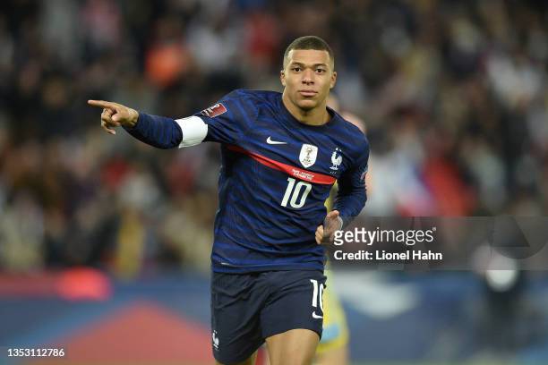 Kylian Mbappe of France during the 2022 FIFA World Cup Qualifier match between France and Kazakhstan at Stade de France on November 13, 2021 in Paris.