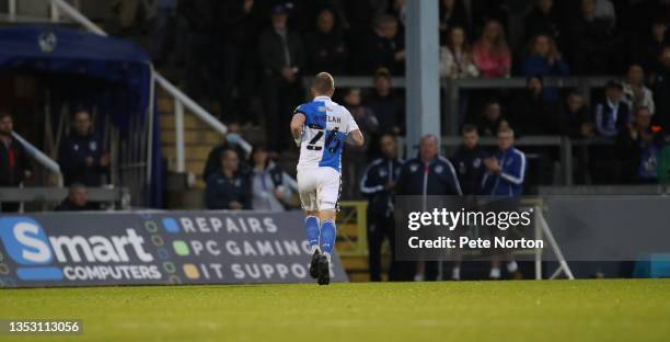 Glenn Whelan oof Bristol Rovers walks from the pitch after being shown a red card during the Sky Bet League Two match between Bristol Rovers and...