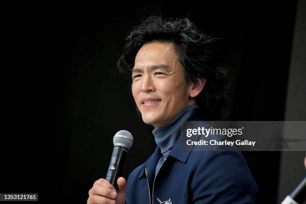 John Cho speaks during An Extremely Cool and Exclusive Preview of the New ‘Cowboy Bebop’ panel at Vulture Festival 2021 at The Hollywood Roosevelt on...